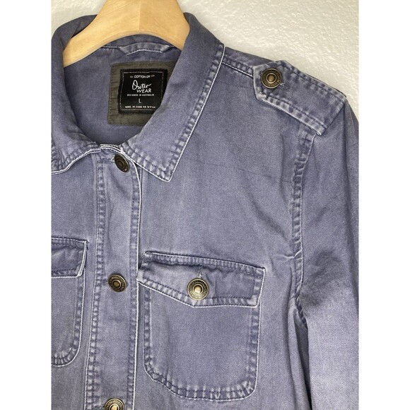 Womens L Shacket Chambray Light Wash Utility Cinched Waist Button Up Cotton On - Picture 6 of 11